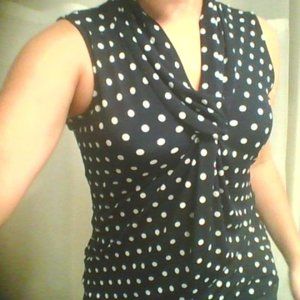 Business casual Navy shirt with white polka dots